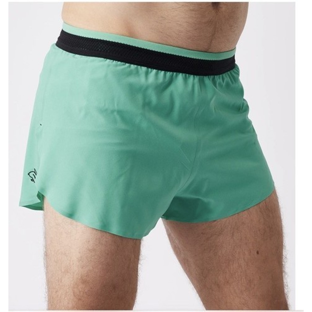 Rabbit Running Shorteez 2\" Men’s Blue Mint Leaf Lined Shorts Size L Lightweight